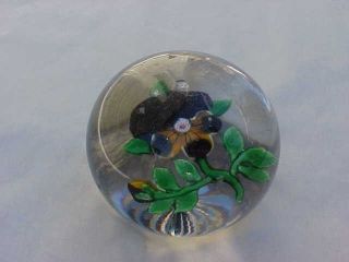 Antique Baccarat Glass Pansy Paperweight Large Victorian