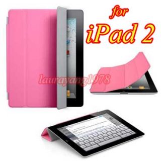 apple ipad 2 ipad2 3g wifi high quality pink polyurethane smart cover 