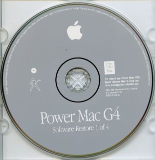 Apple Mac OS 9 2 1 OS X 10 0 4 Software Restore CD for Power Mac G4 4 