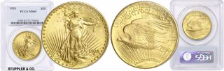 1928 Saint PCGS MS65 Philadelphia Double Eagle St Gaudens $20 Gold 