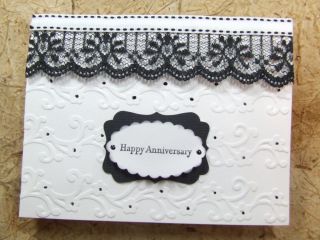Handmade Anniversary Card Embossed Lace Stampin Up 3D