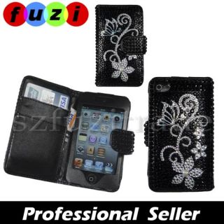 wallet leather case for apple ipod touch 4 4th generation