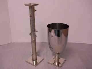 Michael Aram Very RARE Thorn Candle Holder Thorn Vase Set Stainless 