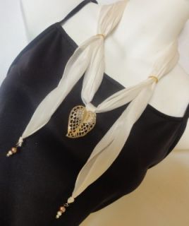 Patti Arbon Designs Redesigned Leaf Silk Scarf Necklace Adjustable 