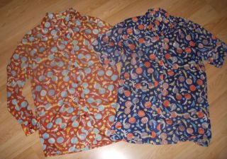 Lot of 2 Vintage Anthony Blair Mens Superfly Mod Disco Shirts 60s 70s 