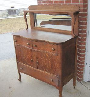 Antique Serpentine Buffet Serving Sideboard Oak Mission Arts and 