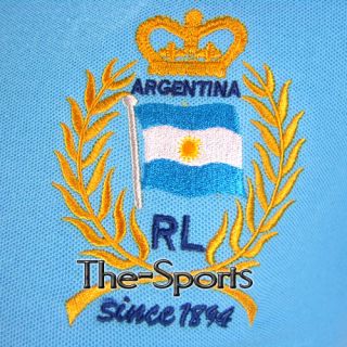 Argentina 10 Football Team Blue Polo T Shirt Soccer Top Sport L 86s 