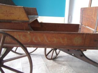 Antique 19thC Childrens Wooden Pull Toy Wagon The Paris Manufacturing 