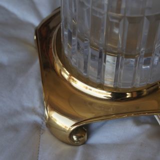 dresden dresden crystal lamp flower pattern brass base signed at base 