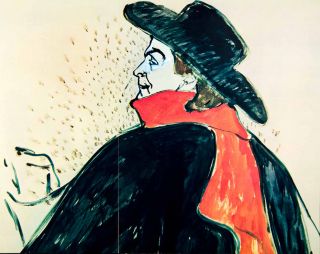   Henri Toulouse Lautrec Aristide Bruant Portrait Red Scarf Art