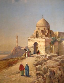 Paul Duvergne French Orientalist Islamic Oil Painting Circa 1880s 
