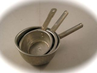 Vintage Aluminum Long Handled Measuring Cups Set of 3 1/3; 1/2; 1 Cup 