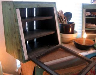 Primitive Antique Drop Down Pie Safe Bread Box Cupboard
