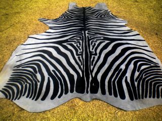 Zebra Print Printed Cowhide Skin Rug Cow Hide DC3542