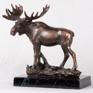 inch bronze elk with large antlers walks collectible