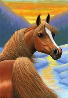 Arabian Horse Winter Sunset Limited Edition ACEO Print