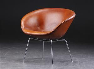 Vintage MCM Arne Jacobsens Pot Chair Original Leather