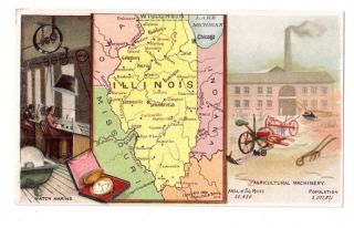 Arbuckle Coffee Trade Card 1889 Illinois State Map 77