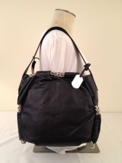 Furla Arcadia Black Leather Shoulder Bag Chain Trim Handbag MSRP $498 