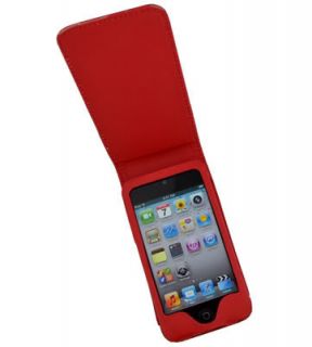 Red Leather Case for Apple iPod Touch 4G 4th Gen New