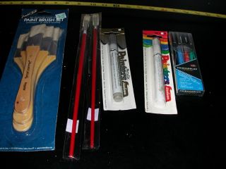 Art painting brushes, paint markers, paint brushes, Prisma markers lot 