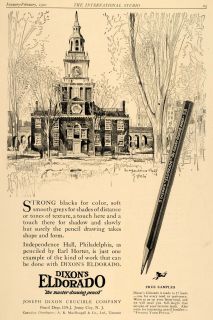   Independence Hall Dixon Eldorado Drawing Pencil   ORIGINAL ADVERTISING