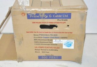 PRIME WIRE & CABLE DUAL RG6 COPPER CLAD STEEL 18AWG COAXIAL CABLE 