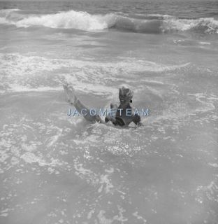1950s Beautiful Model Lynn Lampert in The Ocean Vintage Original B w 