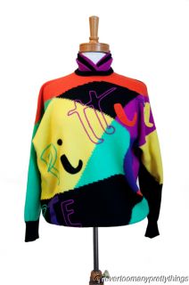   90s Versace Sweater Pittura Arte Embroidered Color Blocked M L
