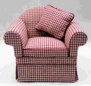   MINIATURE FURNITURE LIVING ROOM SET SOFA & CHAIRS MATCHING PILLOWS RED