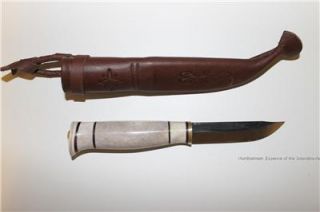85mm Handmade Scandinavian Bushcraft Puukko Knife Reindeer Bone Handle 