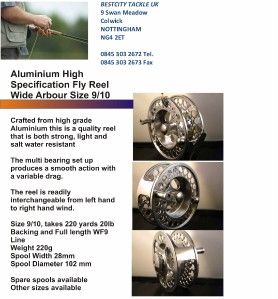 Fly Fishing Reel Aluminium Wide Arbour 9 10 High Spec