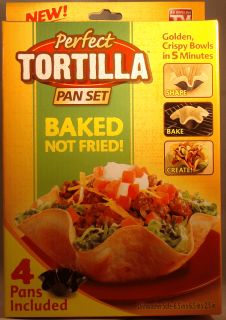 New Perfect Tortilla as Seen on TV Baking Pan Set of 4 Taco Salad 