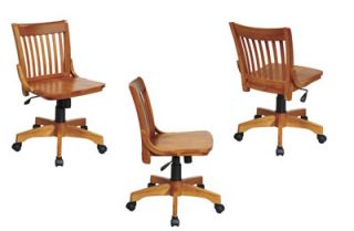   Mission Style Armless Wood Swivel Desk Computer Task Chair