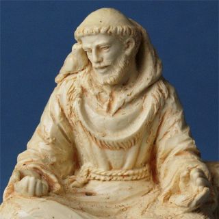 Saint Francis of Assisi Meditating with Doves Ivory finish Statue 