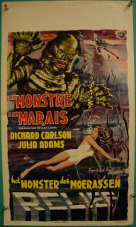 Creature from The Black Lagoon J Arnold Horror 3D Belgium 14x25 Inch 