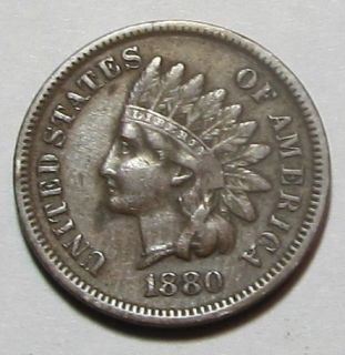 1880 Indian Head Cent Strong Full Liberty Nice Coin H