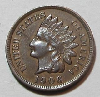 1906 INDIAN HEAD CENT, STRONG FULL LIBERTY,4 DIAMONDS HIGH GRADE COIN 