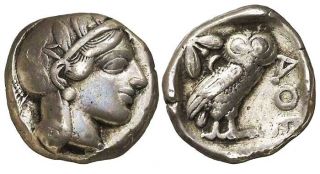 Lucernae Attica Athens AR Tetradrachm circa 449 413 B C Athena Owl A E