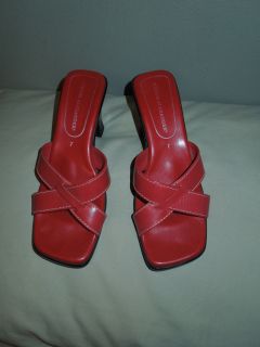 Athena Alexander Red Leather Wedge Platform Sandals Shoes Size 7 Nice 