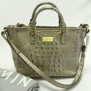 Brahmin New Auth Mini Arno Tote Gray Croc Embossed Leather Bag $195 