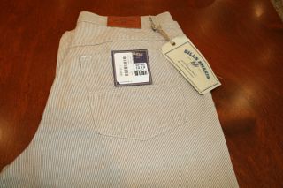 Bills Khakis Pin Stripe Tan Summer Jean Style Pant Linen Cotton $155 