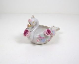   Occupied Japan Figural Swan Cigarette Holder Dish with Ashtrays