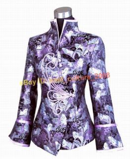 Chinese Traditional Flower Jacket Coat Purple WHJ 119