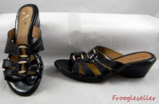 Solos Womens Auden Slide Sandals Shoes 7 5 w Black Patent Leather 