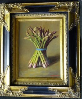   of painting asparagus medium of work oil on canvas size 12 x 9 each