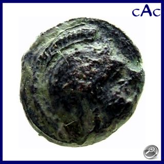 CAC Ancient Greek Coin AE9 Head of Athena Horseman Right
