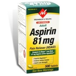 Aspirin 81 MG 500 Tablets Members Mark