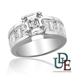 Diamond Engagement Ring 3.50 CT Asscher & Baguette 18K 1.50 Ct Center 