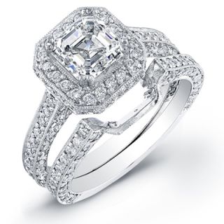 77ct Asscher Cut Diamond Engagement Wedding Set VS2 H